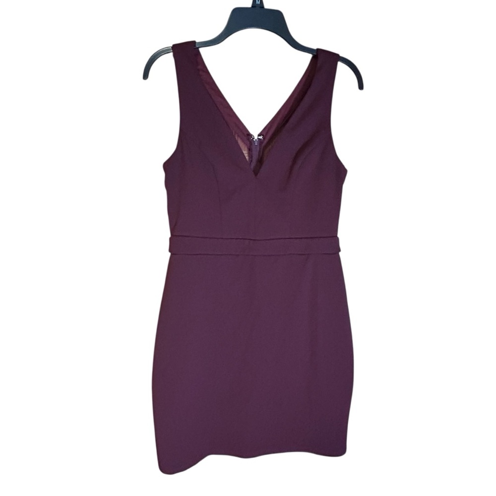 Speechless Burgundy Mesh Panel Bodycon Dress Women’s Medium Sleeveless‎ V Neck